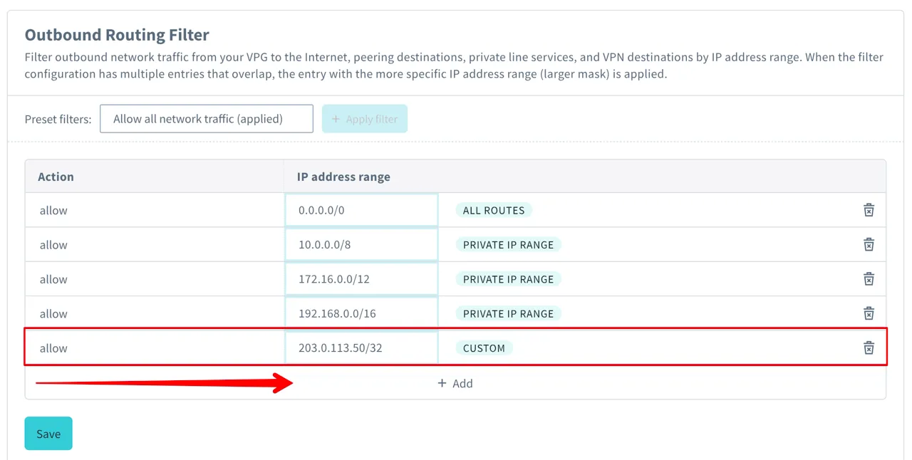 Screenshot showing add custom entries