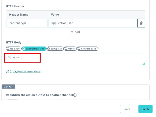 Webhook Action Settings
