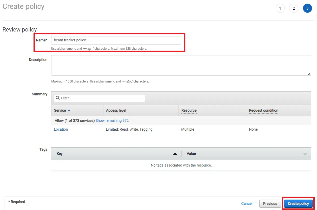 Policy name configuration field