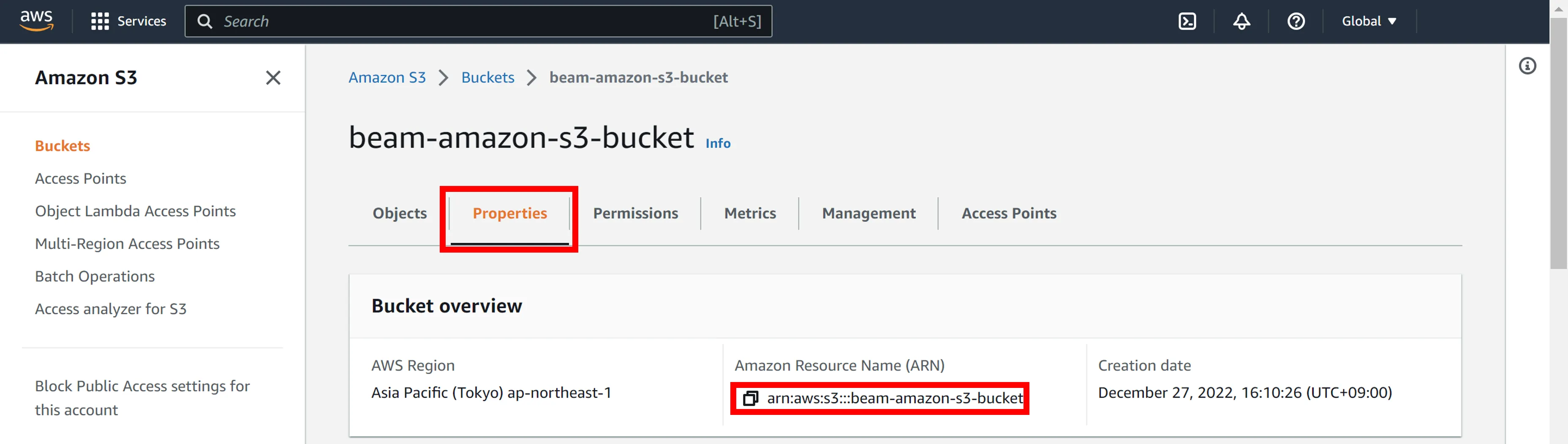 S3 Bucket ARN Information